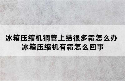 冰箱压缩机铜管上结很多霜怎么办 冰箱压缩机有霜怎么回事